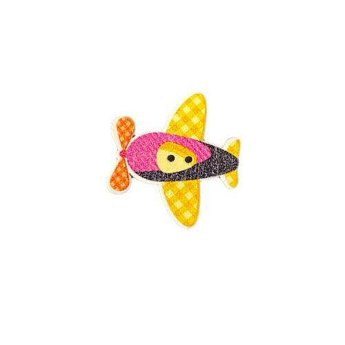 Button -  29mm Yellow/Pink Plane