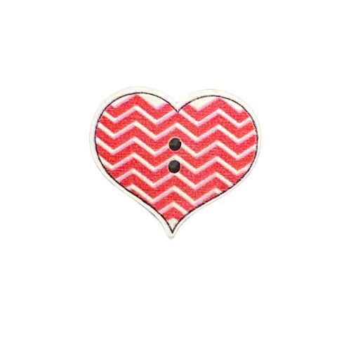 Button - 27mm Red Zig Zag Heart