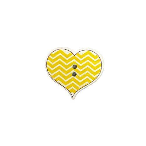 Button - 27mm Yellow Zig Zag Heart
