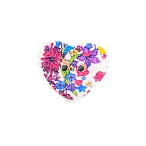 Button - 25mm Heart Floral