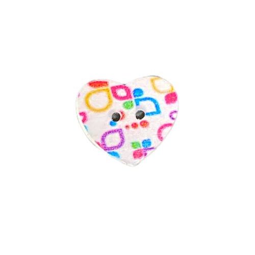 Button - 25mm Heart Floral