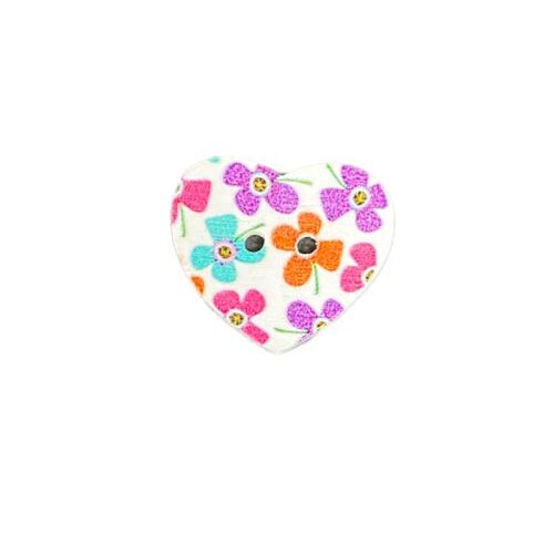 Button - 25mm Heart Floral