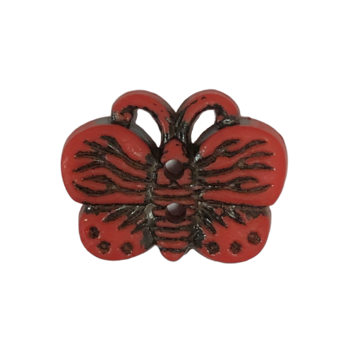 Button - 19mm Butterfly - Red