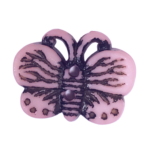 Button - 19mm Butterfly - Pink