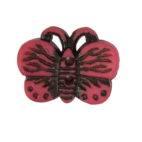 Button - 19mm Butterfly - Dark Pink