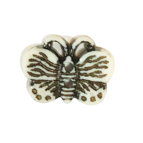 Button - 19mm Butterfly - White
