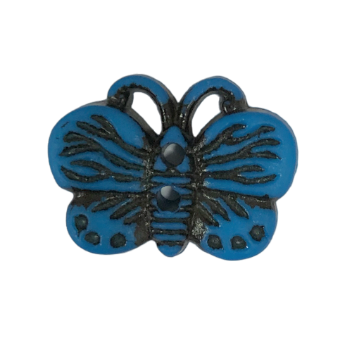 Button - 19mm Butterfly - Bright Blue