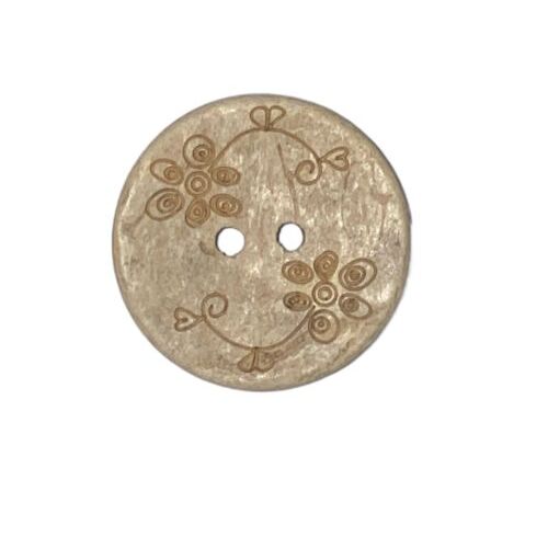 Button - 22mm Coconut Shell Small Flowers Cream