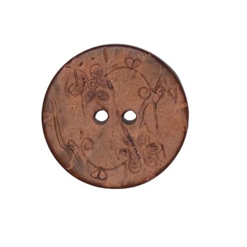 Button - 22mm Coconut Shell Small Flowers Dusky Pink