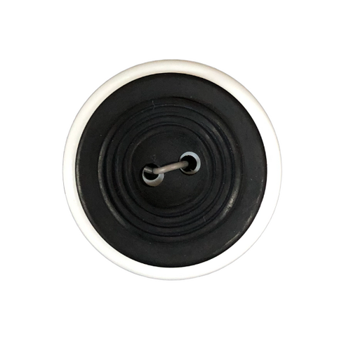 Button - 2 Hole Wavy Rings Black 25mm