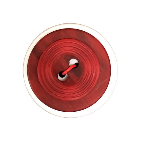 Button - 2 Hole Wavy Rings Red 25mm