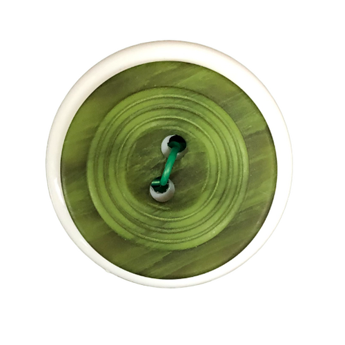 Button - 2 Hole Wavy Rings Green 25mm