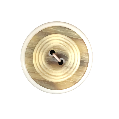 Button - 2 Hole Wavy Rings Cream 25mm