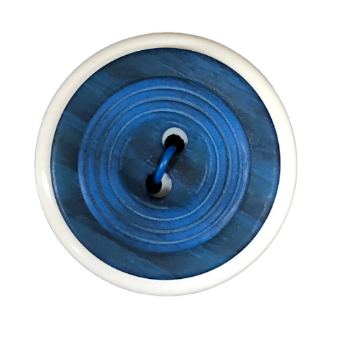 Button - 2 Hole Wavy Rings Mid Blue 25mm