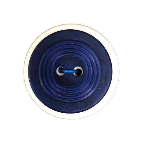 Button - 2 Hole Wavy Rings Dark Blue 25mm