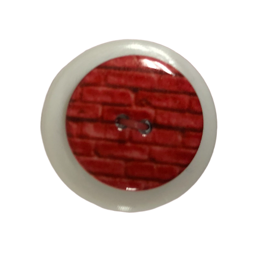Button - 18mm 2 Hole Brick Pattern Red