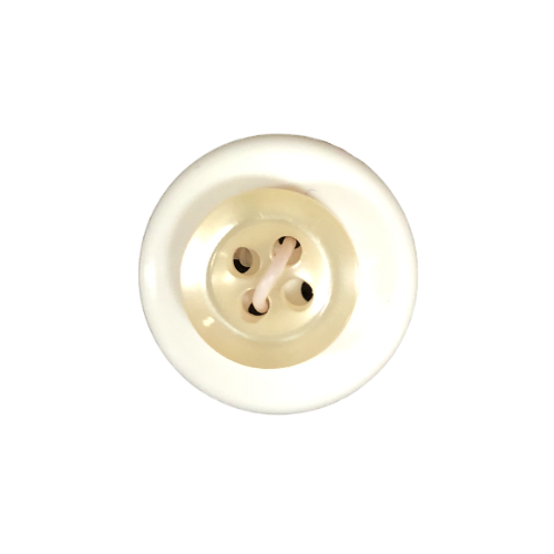 Button - 12mm 4 Hole Thick Shiny - Ecru
