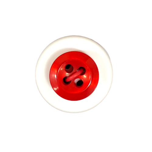 Button - 12mm 4 Hole Thick Shiny - Red