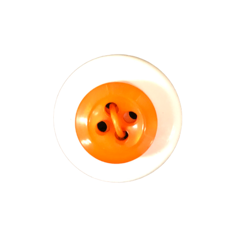 Button - 12mm 4 Hole Thick Shiny - Orange