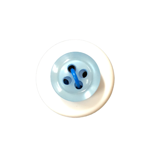 Button - 12mm 4 Hole Thick Shiny - Light Blue