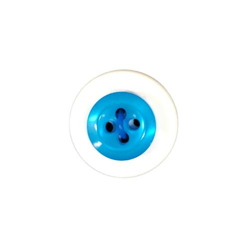 Button - 12mm 4 Hole Thick Shiny - Bright Blue