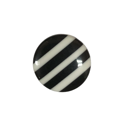 Button - 14mm Thin Striped Shank - Black/White
