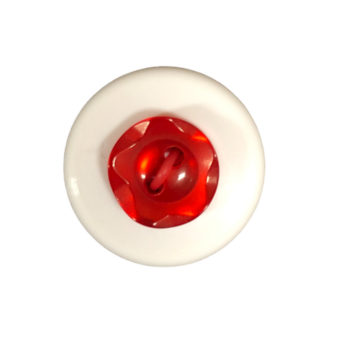 Button - 10mm  2/H Petal Edge - Red