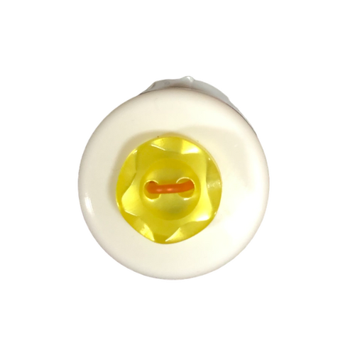 Button - 10mm  2/H Petal Edge - Yellow