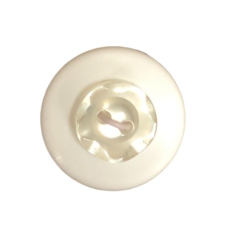 Button - 10mm  2/H Petal Edge - White