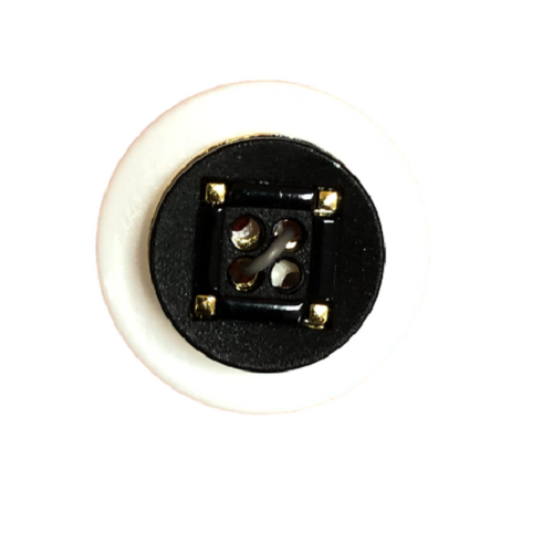 Button - 15mm Nylon Gold Square Pattern - Black