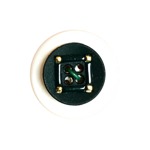 Button - 15mm Nylon Gold Square Pattern - Green