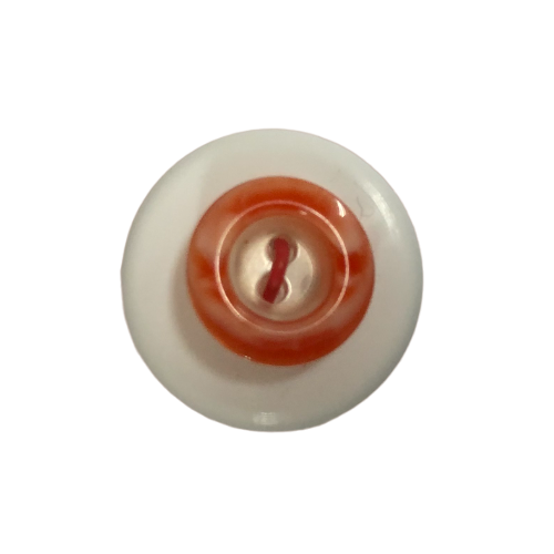 Button - 12mm 2 Hole Striped Edge Orange
