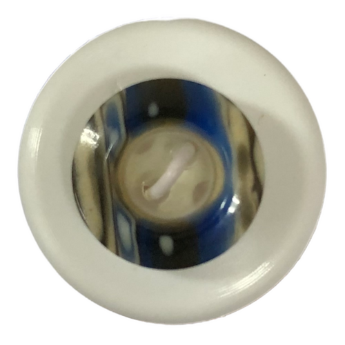 Button - 12mm 2 Hole Striped Edge Black/Blue