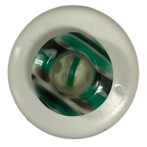Button - 12mm 2 Hole Striped Edge Green