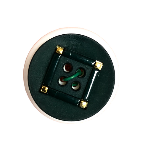 Button - 25mm Nylon Gold Square Pattern - Green