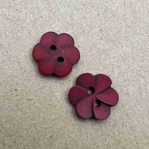Button - 12mm Frangipani Flower Burgundy