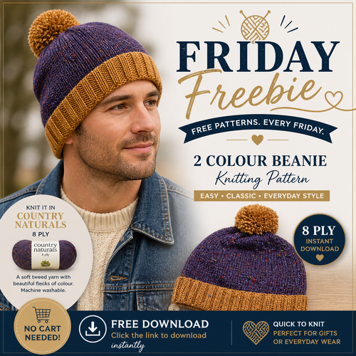 Free Pattern Download: 2 Colour Beanie Knitting Pattern – Free Download (8 Ply)