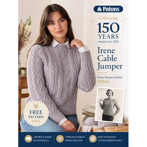 Free Pattern Download: Patons Irene Cable Jumper Pattern