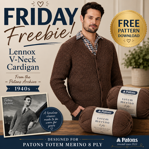 Free Pattern Download – Patons Lennox V-Neck Cardigan