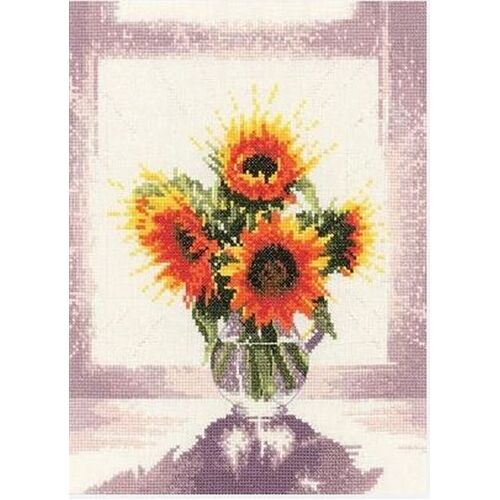 Window Flowers Glass Vase Cross Stitch WFBF654