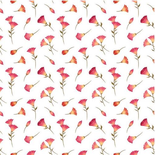 Fabric - Canto Flower Buds Y3231-01 White - ON SALE