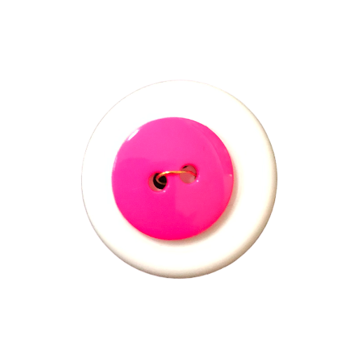 Button - 15mm Round Shiny Fluro Pink