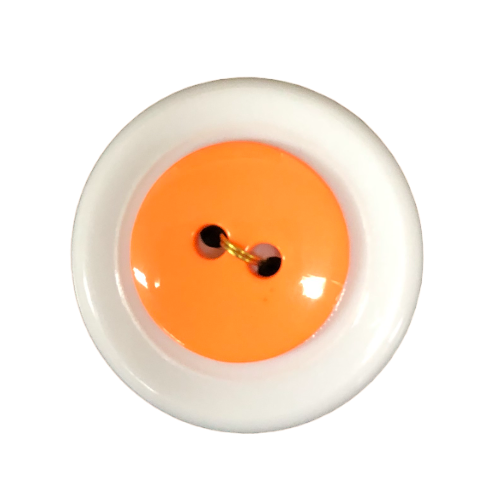 Button - 15mm Round Shiny Fluro Orange
