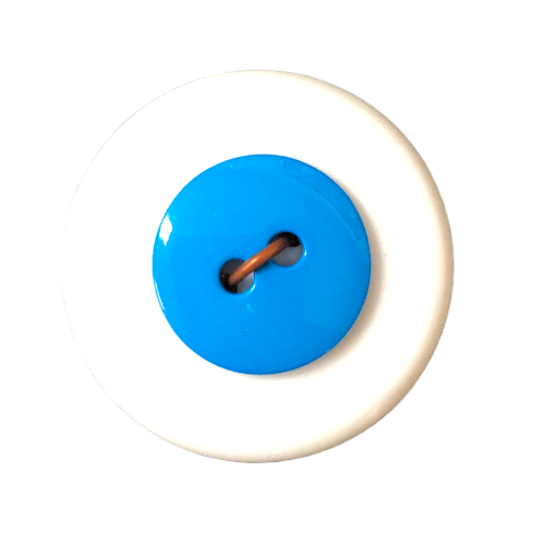 Button - 15mm Round Shiny Bright Blue