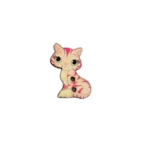 Button - 30mm Cat - Pink