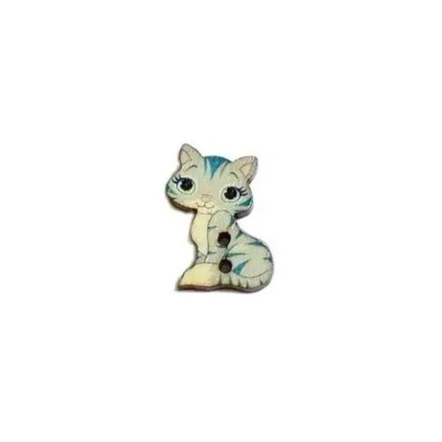 Button - 30mm Cat - Blue