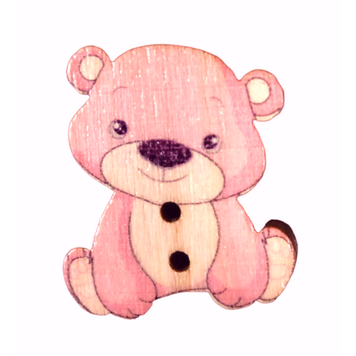 Button - 30mm Teddy - Pink