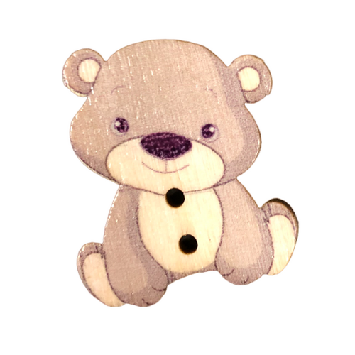 Button - 30mm Teddy - Brown