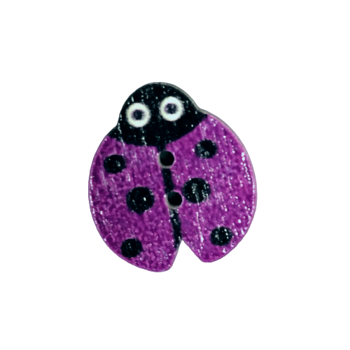 Button - 19mm Ladybug - Purple