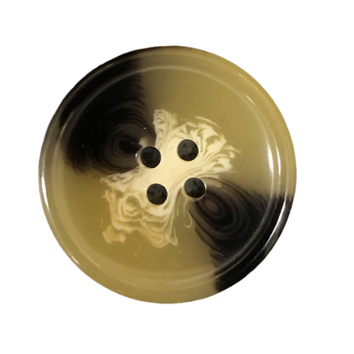 Button - 25mm Black/Tan/White 4 Hole